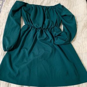 Green off shoulder dress